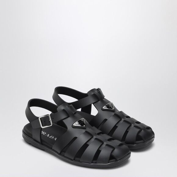 Prada Black Rubber Cage Sandal Men - Picture 1 of 2